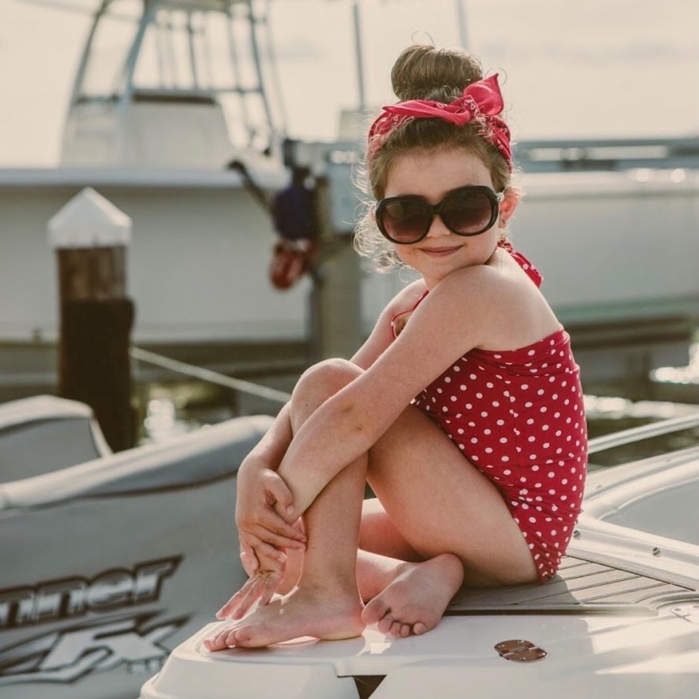 RED DOLLY RETRO POLKA DOT SWIM (6-7)